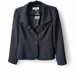 Jones Studio Black Ruffle Collar Blazer – Size 8